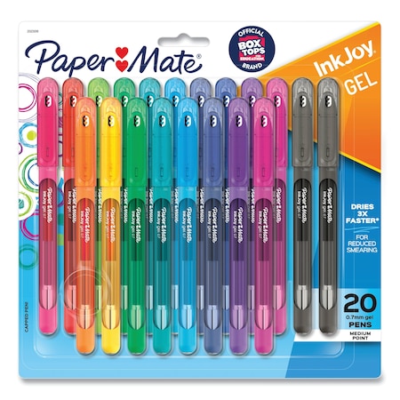 Paper Mate InkJoy Stick Gel Pen, Medium 0.7mm, Assorted Ink/Barrel, PK20 2023018